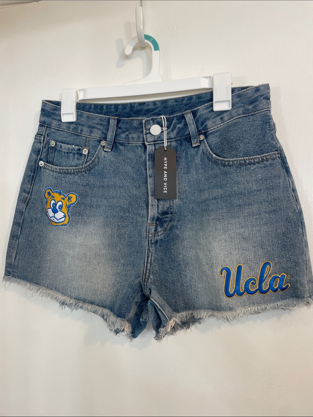 UCLA Embroidered Denim Shorts - Blue